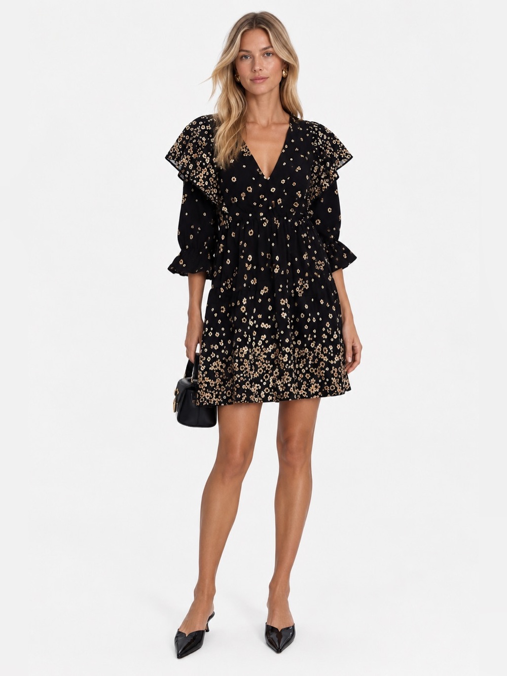 Lost + Wander Mini dress with a deep V-neckline